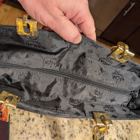 MCM Black and Gold Nylon Tote Bag Vintage - Picture 4 of 8